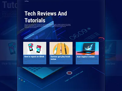 Tech Reviews tutorial website Design figma graphic design illustration review social media post tech ui website