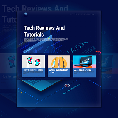 Tech Reviews tutorial website Design figma graphic design illustration review social media post tech ui website