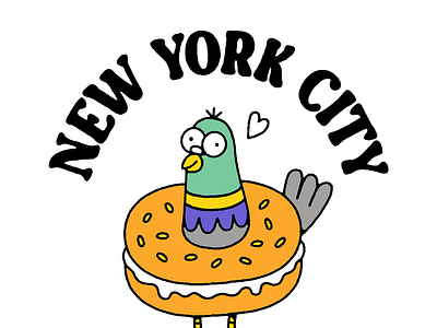 New York Bagel character fun illustration vintage