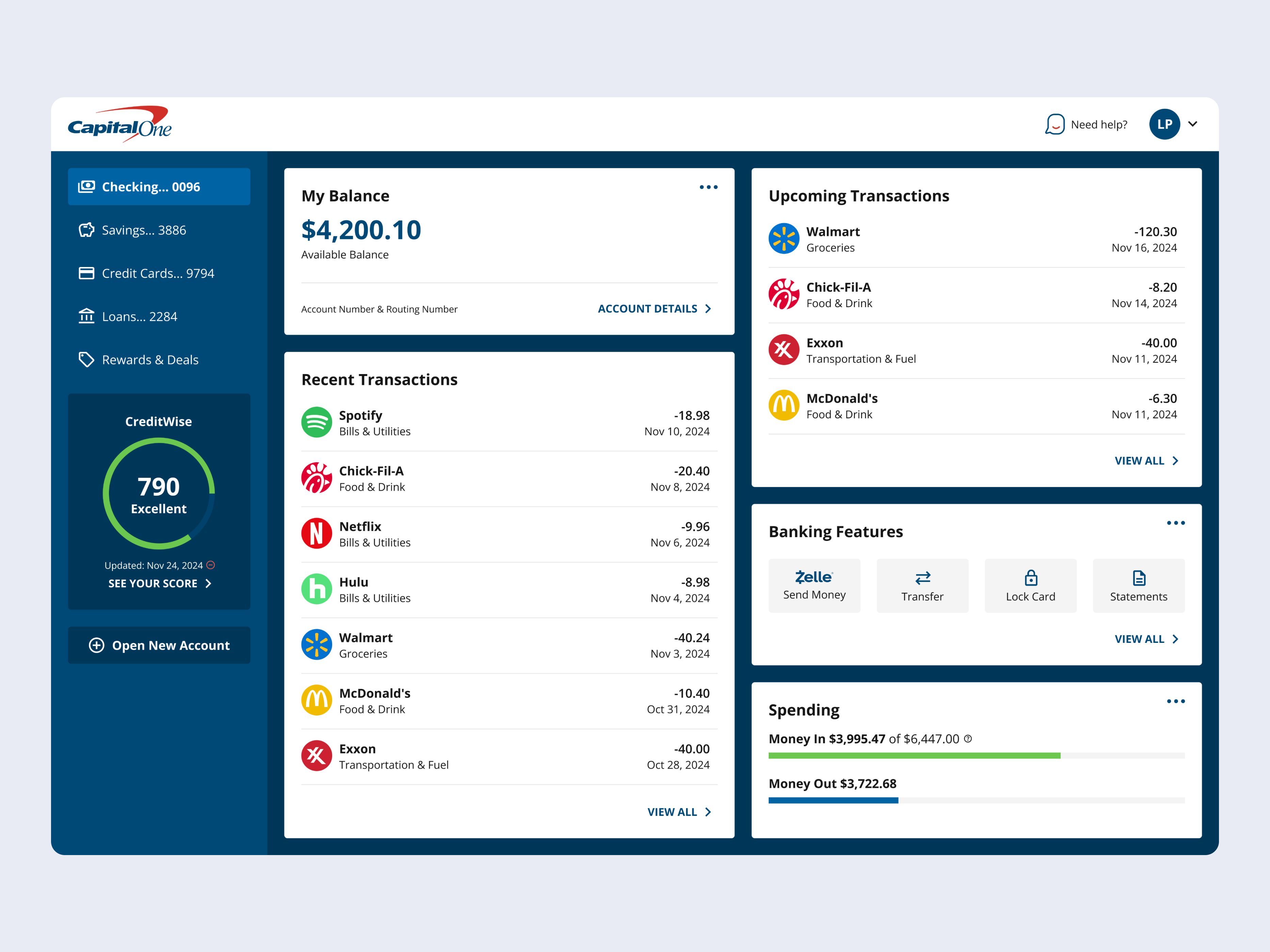 Capital One Dashboard bank capital one dash board dashboard design mock up simple ui web web design website