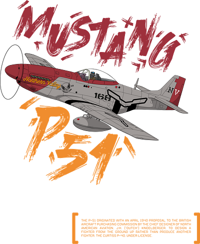 MUSTANG P-51 aeroplane airborne aircraft branding design graphic design illustration military