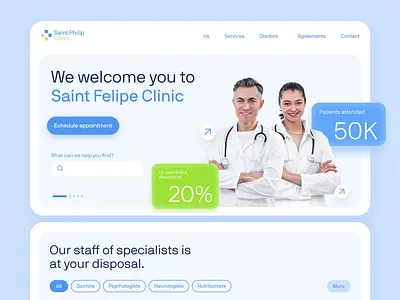Medical Clinic Landing UI Design animation app clinic doctor heal health healthy hospital logo medical motion graphics motion web ui ui web ux web web design wellness