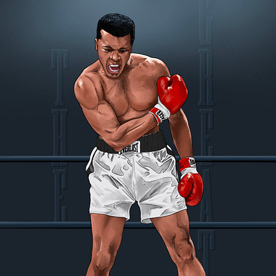 ALI THE GREAT boxing champion coloring digital illustration illustration muhammad ali