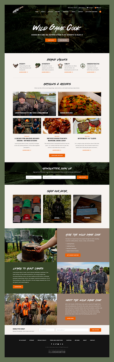 Wild Game Cook // Web Design apparel cook cooking ecommerce food hats outdoor retail web design wild