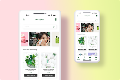 Cosmetic shop home page app design beauty beauty care beauty product cosmetic brand cosmetics e commerce ecommerce home page homepage korean cosmetics minimalistic mobile mobile app skincare ui user interface