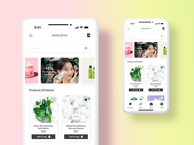 Cosmetic shop home page app design beauty beauty care beauty product cosmetic brand cosmetics e commerce ecommerce home page homepage korean cosmetics minimalistic mobile mobile app skincare ui user interface
