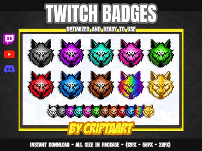 Wolfs Twitch Sub badges, Bit Badges for streamers, Dogs Cheers animals boffegp emotes fedelobo fedewolf furros furry gameplays stream stream gamer sub emoji wolf bit badges wolf emote wolf sub badges