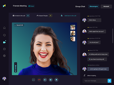 Video Call Dark Theme 3d branding graphic design logo motion graphics ui