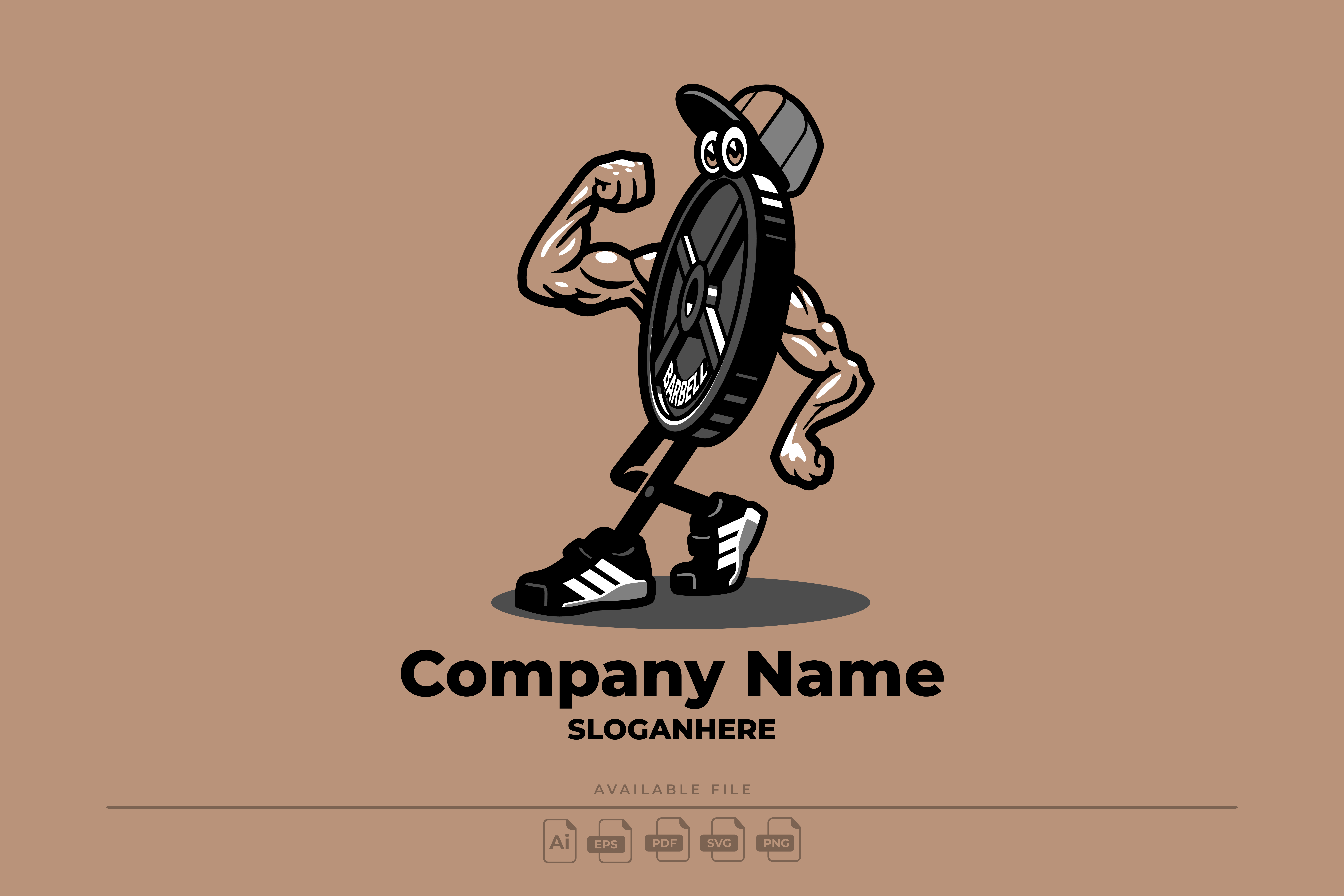 Fitness Gym Mascot barbel branding cartoon design fitness graphic design gym icon illustration logo mascot vector