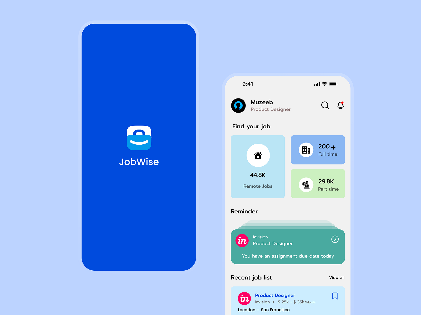 Job platform App UI #dailyuidesign by Muzeeb Urrahaman on Dribbble