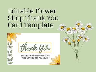 Aesthetic Editable Flower Shop Thank You Card Template aesthetic branding business card canva card design design digital items editable templates flower shop graphic design marketing minimalist printable templates stylish templates thank you card