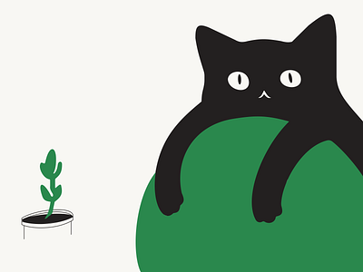 Cat and plant branding cat graphic design green illustration plant ui