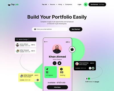 Landing Page - Job Portal adobe xd branding design figma graphic design illustration landing oage landing page logo ui ux