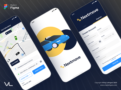 Nextmove Mobile App - Unlock the power of stress-free travel 🚕 android cab booking app data dribbble figma fleet ios logo made in figma mobile app design payment ride app taxi travel trips ui ui ux design user experience user interface design viraj lathigara
