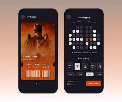 Movie ticket booking app darkmode figma movieticket ui ux