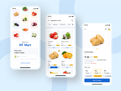 On-demand Grocery App UI Design 🛒 flat design user interface
