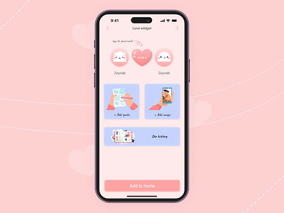 media page app barbie cute design love mobile pink ui ux widget