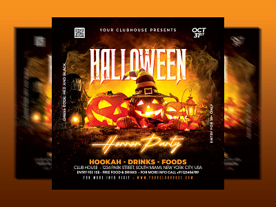 Halloween Flyer club club flyer flyer design flyer template halloween halloween flyer halloween horror night halloween night halloween party halloween week happy halloween holiday horror night instagram pumpkin party scary night spooky month treat or trick trick or treat usa