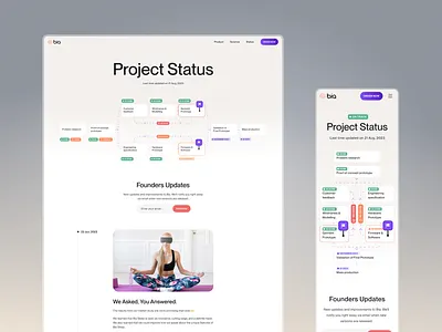 Changelog page - Bia changelog page chart ecommerce figma design mobile first design modern design project status responsive design sleep mask status ui uiux web design