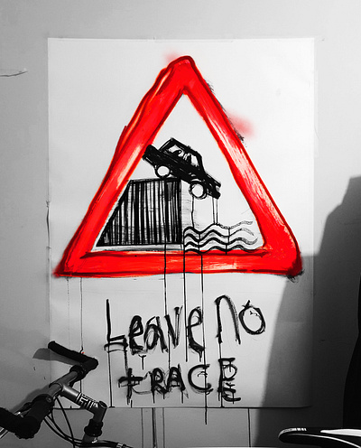 LEAVE NO TRACE folkart ink outsiderart paint paper raw art ukart