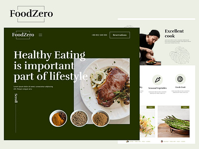 FoodZero Restaurant Landing Page branding design foodzero graphic design illustration landing page restaurant website ui uiux user experience ux website design