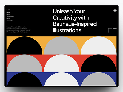 Iluks - Bauhaus Illustrations Website bauhaus branding design graphic design illustration landing page product saas ui vector web design