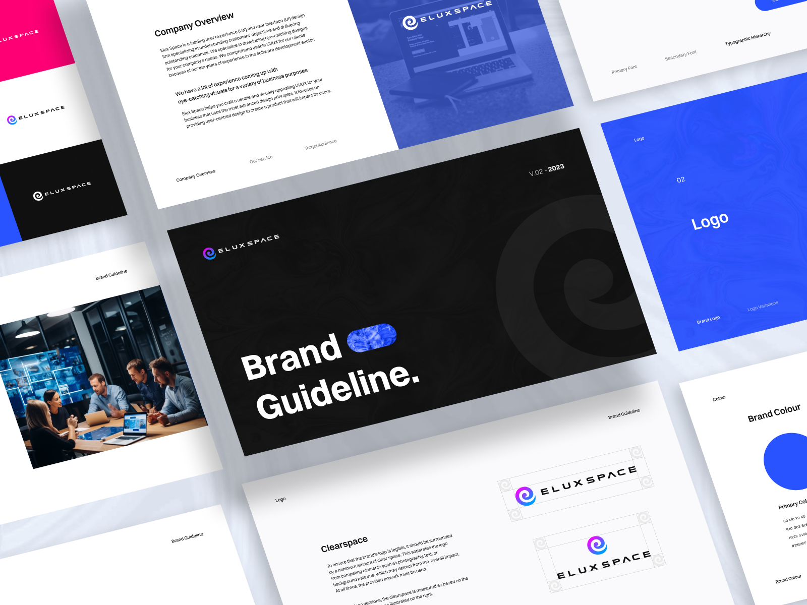 Elux Space - Brand Gudelines agency brand book brand guideline brand identity brand strategy branding deck presentation elux space google slide guidelines logo logo design logo mark pitch deck power point product design software agency uiux agency visual brand visual identity