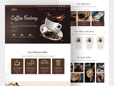 Coffee Shop Website Landing Page Design coffee coffee addict coffee shop e commerce website figma food drink grocery home page inner page landing page design mobile app online shop product restaurant shop store ui ui ux designer ux website design