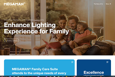 Megaman Indonesia blue branding design home home appliances lamp megaman ui ux web design website website design