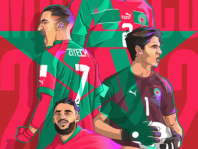 Morocco Football 2022 - Poster Design football graphic design illustration morocco poster soccer worldcup