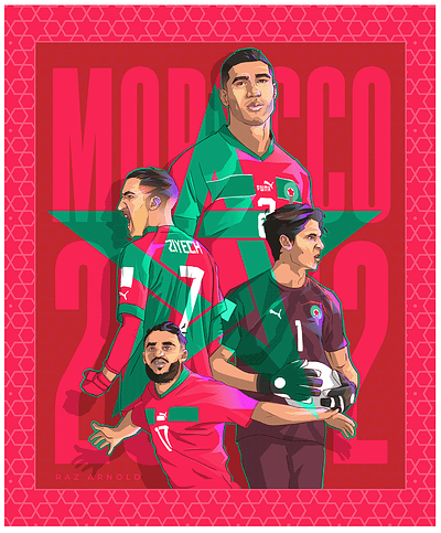 Morocco Football 2022 - Poster Design football graphic design illustration morocco poster soccer worldcup