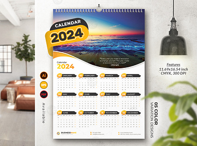 1-Page Wall Calendar 2024 one page wall calendar 2024