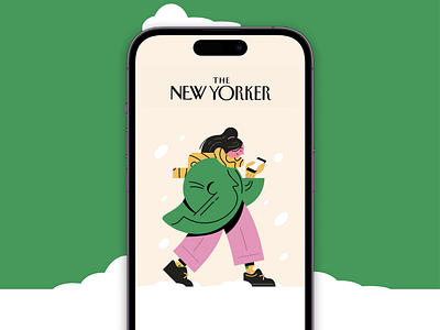 Imaginative New Yorker Illustration green illustration magazine new yorker phone snow vector winter