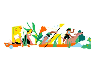 Exploring the World, One Paddle at a Time butterfly dog ducks flowers kayak kid plants reading summer water wave