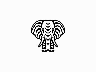 Premium Vector  Black and white elephant mascot logo