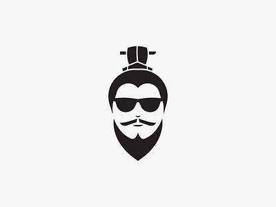 Hipster Chinese Man ancient beard business chinese clean elegant fashion head hipster logo modern simple sunglasses