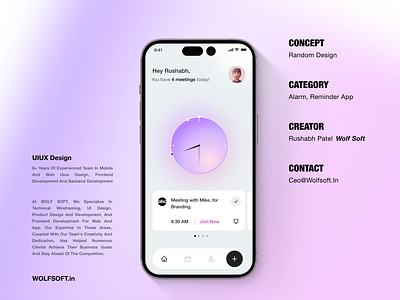 Reminder App Concept UIUX Design ai alarm animation branding clock design graphic design ios logo meeting minimalistic mobile app motion graphics random reminder saas time ui uiux ux