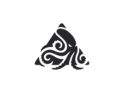 Angry Kraken Logo animal brand branding for sale kraken logo mark nagual design negative space octopus smart tentacles triangle