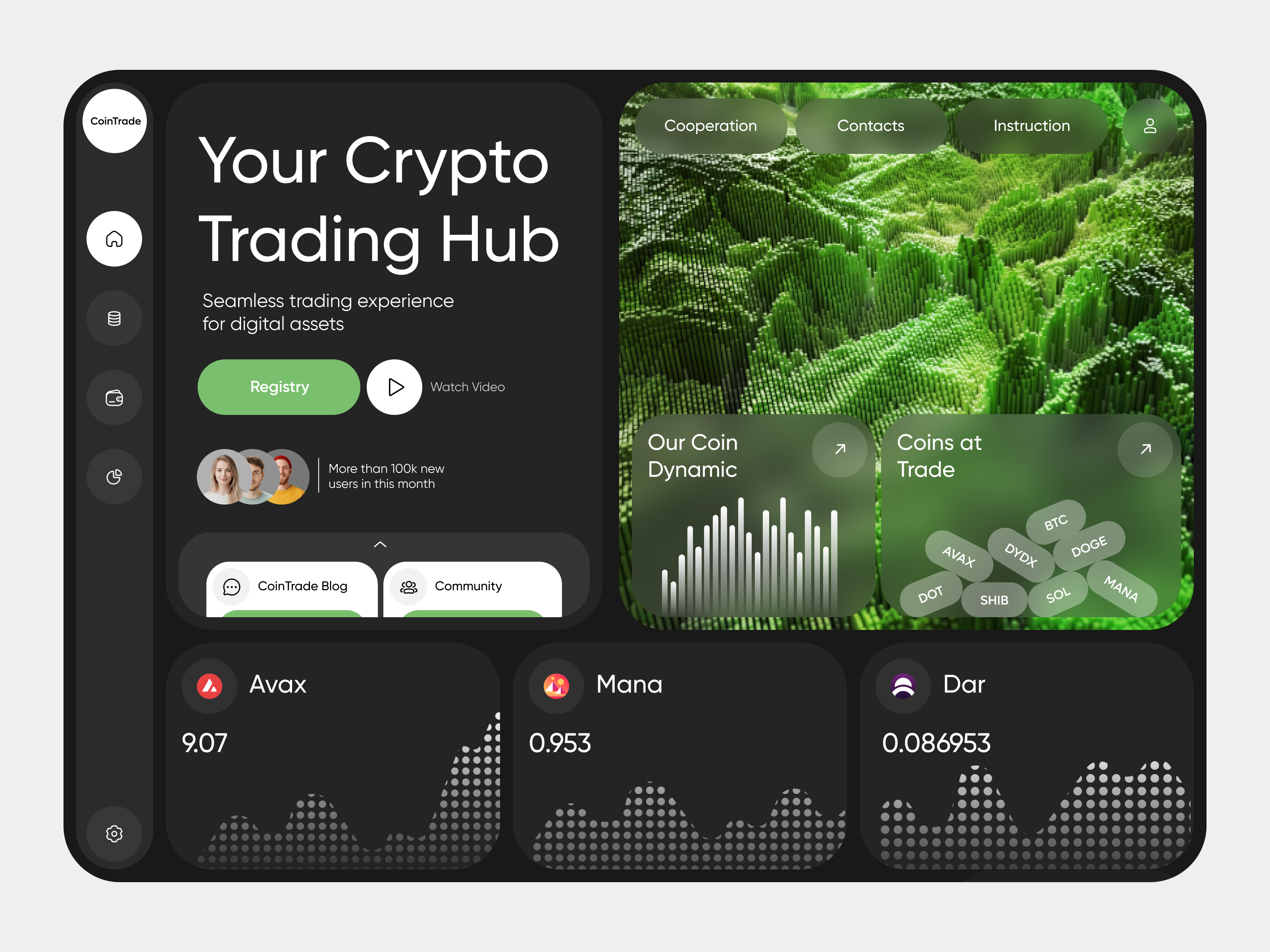 СoinTrade | Crypto Exchange animation branding clear coin crypto crypto platform crypto trading design fintech illustration logo nft platform product traiding ui ux uxui