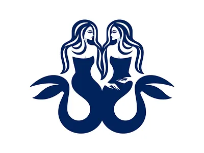 Mermaid female girl hair hand logo logotype mark mermaid ocean tail