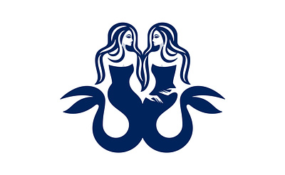 Mermaid female girl hair hand logo logotype mark mermaid ocean tail