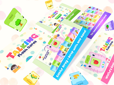 Talking Flash Cards - Game UI/UX Design cards children design education flashcards game graphic design illustration kids learning logo minigame mobile talking ui ux vector