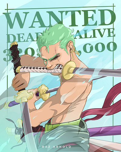 One Piece - Roronoa Zoro anime fanart illustration luffy manga nami one piece portrait roronoa zoro