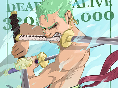 One Piece - Roronoa Zoro anime fanart illustration luffy manga nami one piece portrait roronoa zoro