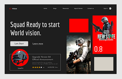 PUBG upgrade version: Hero page design animation branding graphic design hero page motion graphics ui