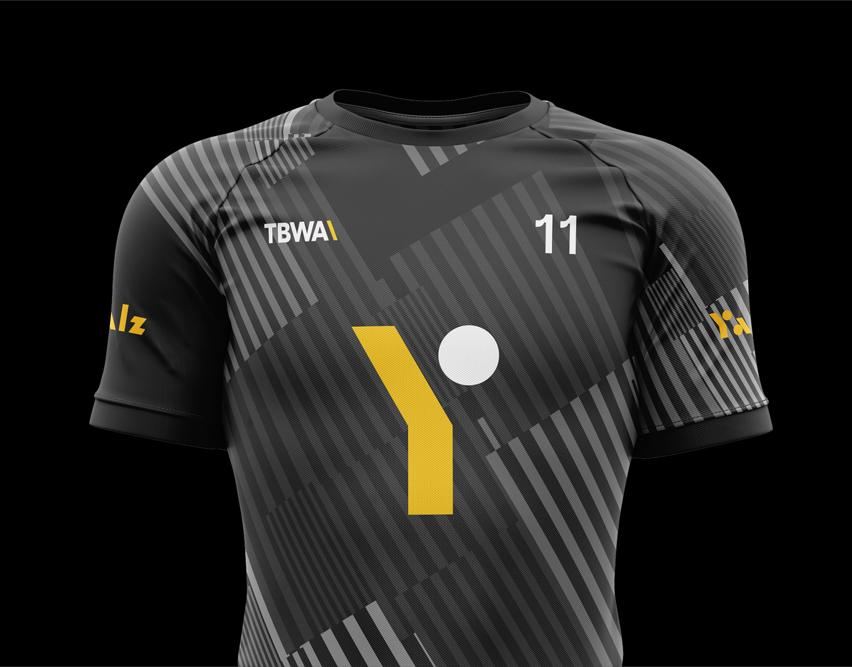 Team Jersey Ydentity black and white branding daily football graphic design identity illustration jersey logo logomark minimal pattern slash sports stripes symbol team uniform y