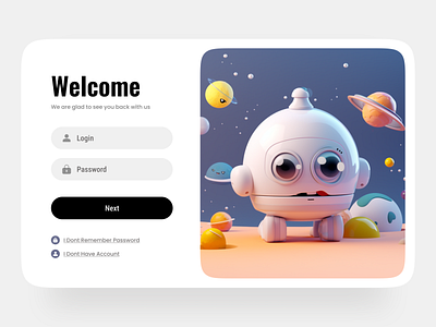 Welcome Login Page Minimalism 3d graphic design login sign up ui uiux usability welcome
