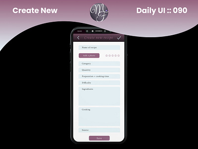 Create New Daily UI 090 app application branding cake call to action cooking create new cta daily ui design graphic design illustration mobile phone recipe ui ux vector