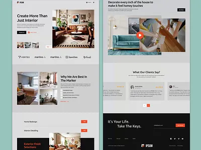 Interior Website Landing Page 3d animation branding graphic design interior interior web design landing page motion graphics ui uiux design web video
