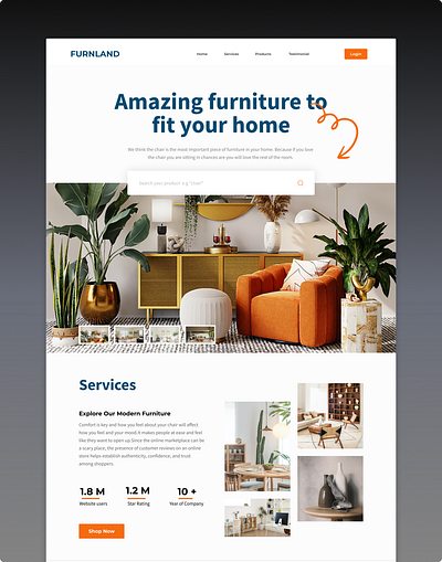 Furnland - Furniture Landing Page website color design furniture landingpage minimalist ui website